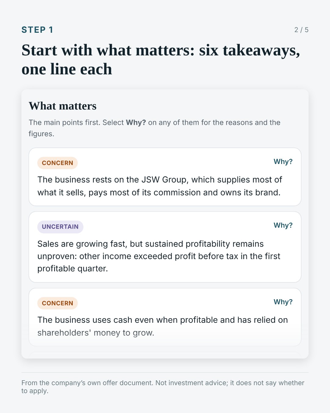 Step 1: start with what matters, six takeaways, one line each.